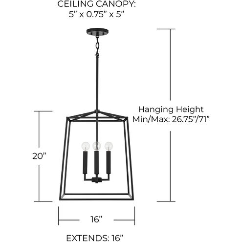 Thea 4 Light 16 inch Matte Black Foyer Ceiling Light