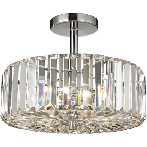 Clearview 3 Light 13 inch Polished Chrome Semi Flush Mount Ceiling Light