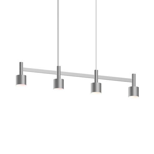 Systema Staccato LED 43 inch Satin Aluminum Linear Pendant Ceiling Light, Drum Shades
