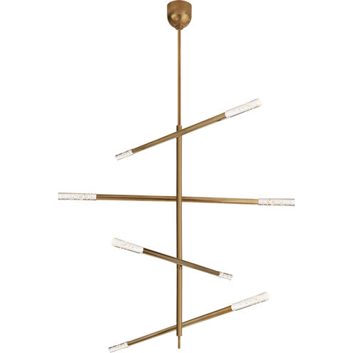 Kelly Wearstler Rousseau LED 3 inch Antique-Burnished Brass Articulating Chandelier Ceiling Light in Seeded Glass, Large