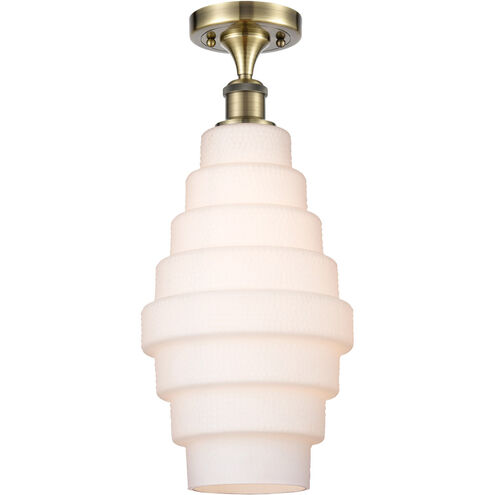 Ballston Cascade LED 8.25 inch Antique Brass Semi-Flush Mount Ceiling Light in White