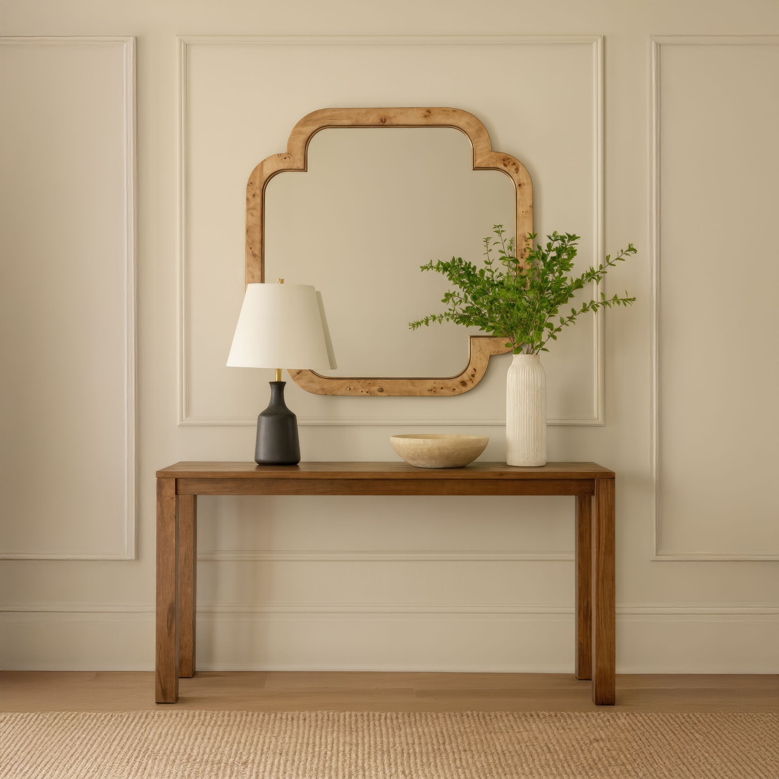 Swiss 50 X 50 inch Poplar Burl with Weathered Brass Wall Mirror, Varaluz Casa