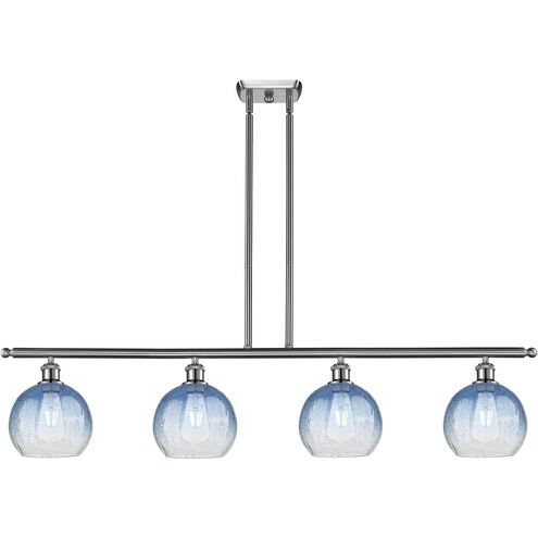 Ballston Brookhaven Globe Island Light Ceiling Light in Brushed Satin Nickel, Sapphire Blue Glass