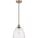 Edison Dome LED 9 inch Antique Copper Mini Pendant Ceiling Light in Seedy Glass