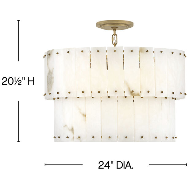 Simone LED 24 inch Burnished Gold Chandelier Ceiling Light in Alabaster, Drum