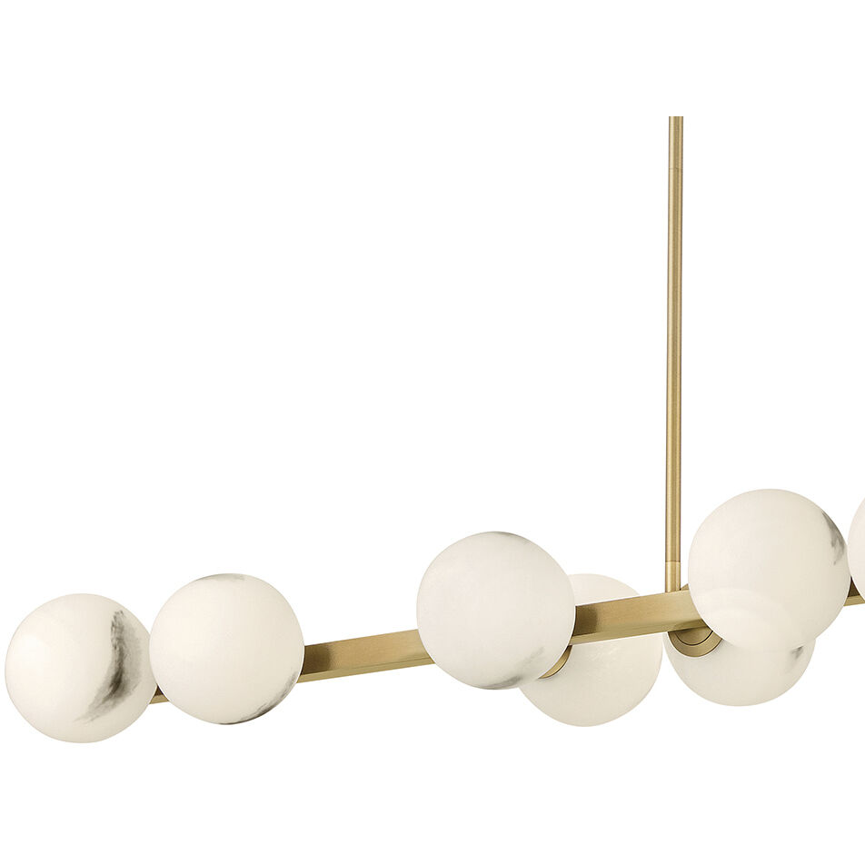 Selene 14 Light 74 inch Lacquered Brass Linear Pendant Ceiling Light