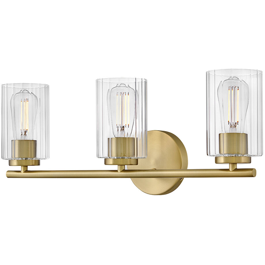 Leta 3 Light 22.75 inch Lacquered Brass Bath Light Wall Light