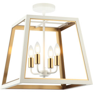 Rosalie 4 Light 16 inch White and Aged Gold Brass Ceiling Mount Ceiling Light