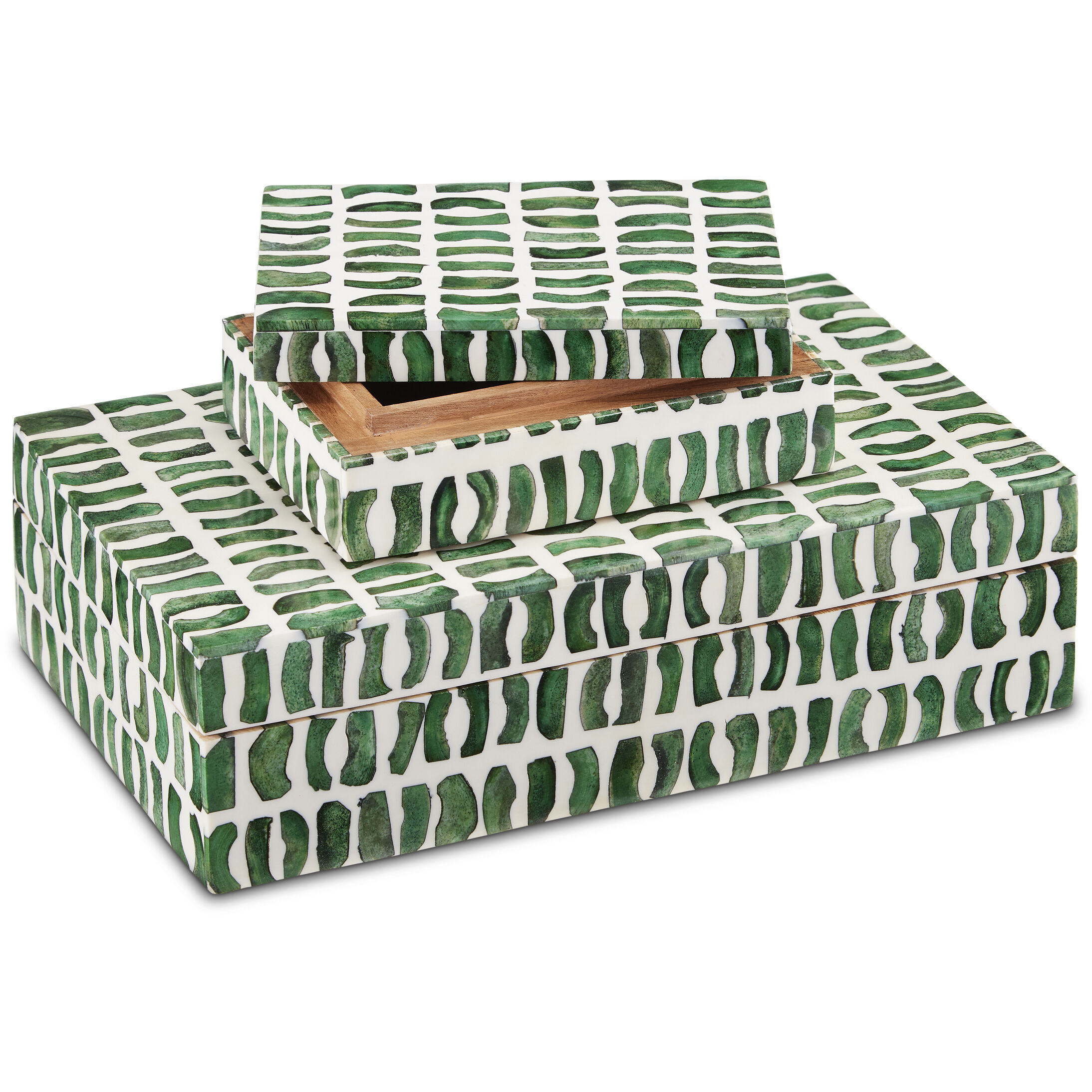 Emerald 10.5 inch Green/White Boxes, Set of 2