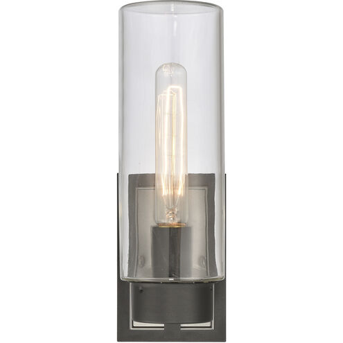 Garity 1 Light 13.5 inch Textured Black with Hematite Outdoor Wall Sconce