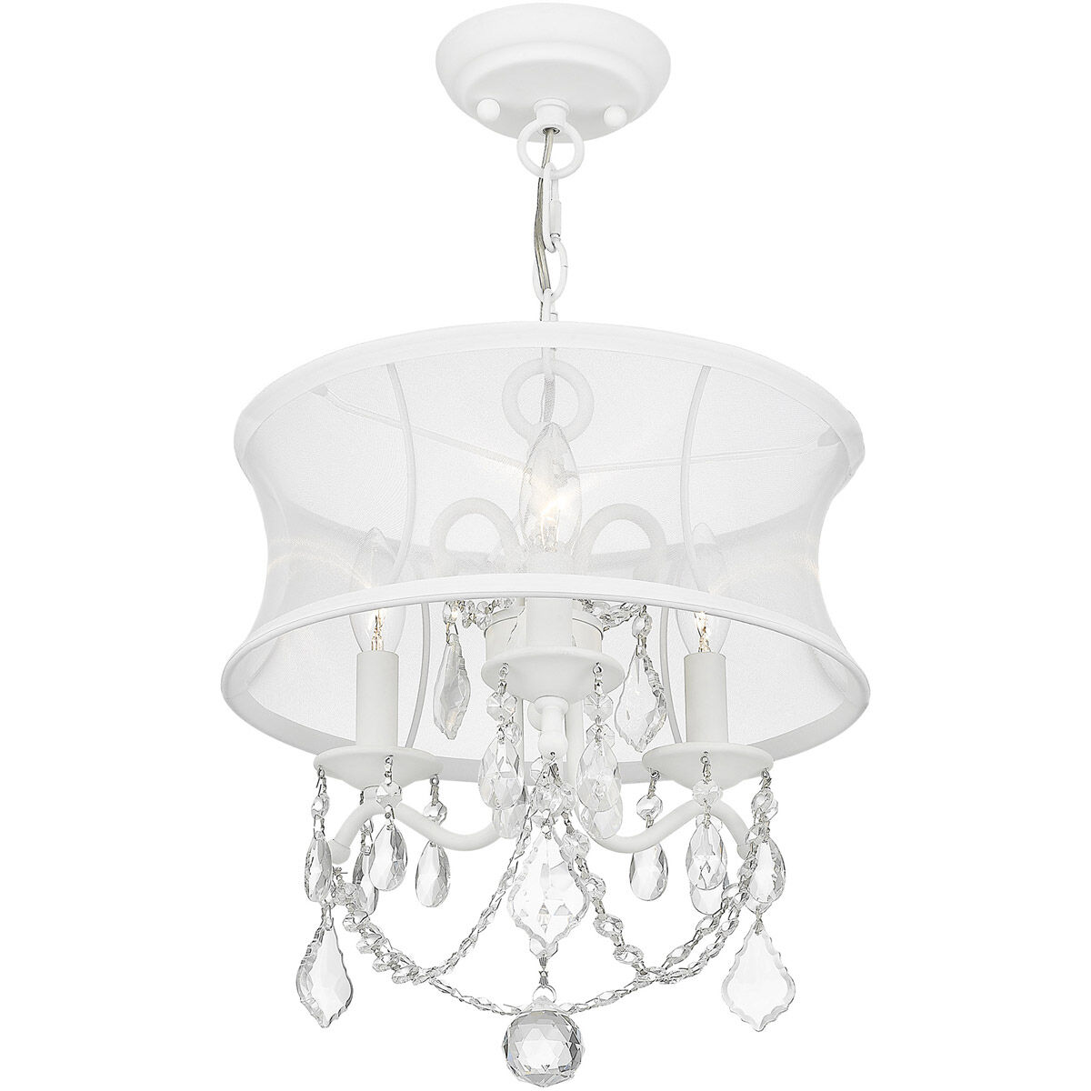 Newcastle 3 Light 13 inch White Convertible Mini Chandelier/Ceiling Mount Ceiling Light