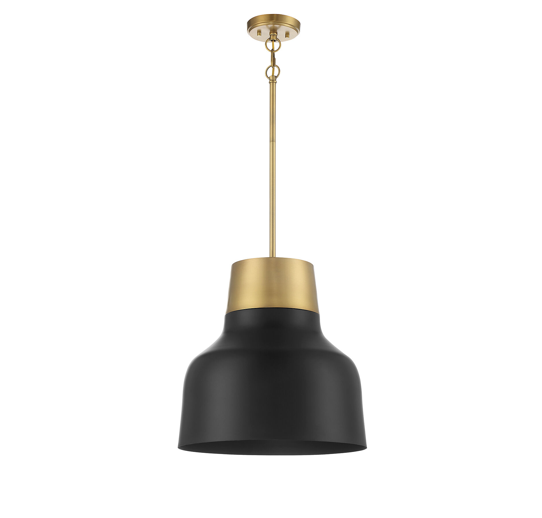 Vintage 1 Light 17 inch Matte Black with Natural Brass Pendant Ceiling Light