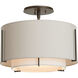 Exos 1 Light 16.1 inch Dark Smoke Semi-Flush Ceiling Light in Natural Anna/Flax, Small