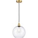 Edison Athens 1 Light 10 inch Satin Gold Mini Pendant Ceiling Light