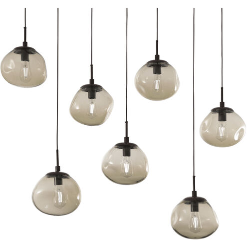 Nova Incandescent 5 Light Novel Brass Linear Pendant Ceiling Light in Smoke, Multi-Pendant
