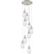 Malone 9 Light 20.13 inch Brushed Satin Nickel Multi Pendant Ceiling Light in Striped Clear Glass