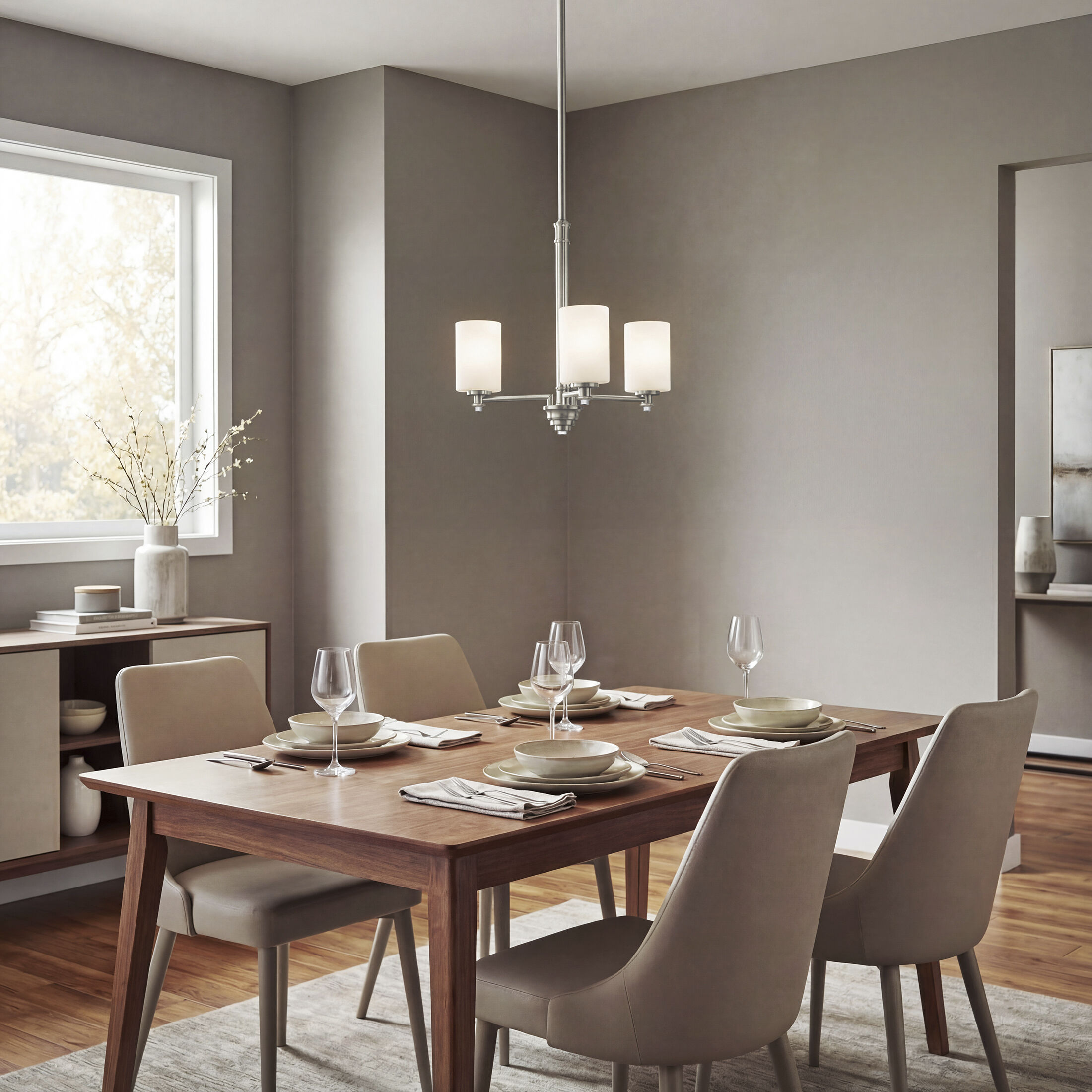 Joelson 3 Light 20 inch Brushed Nickel Chandelier 1 Tier Small Ceiling Light in Incandescent, 1 Tier Small