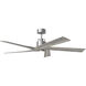 Aspen 56 inch Brushed Steel with Light Grey Weathered Oak Blades Ceiling Fan