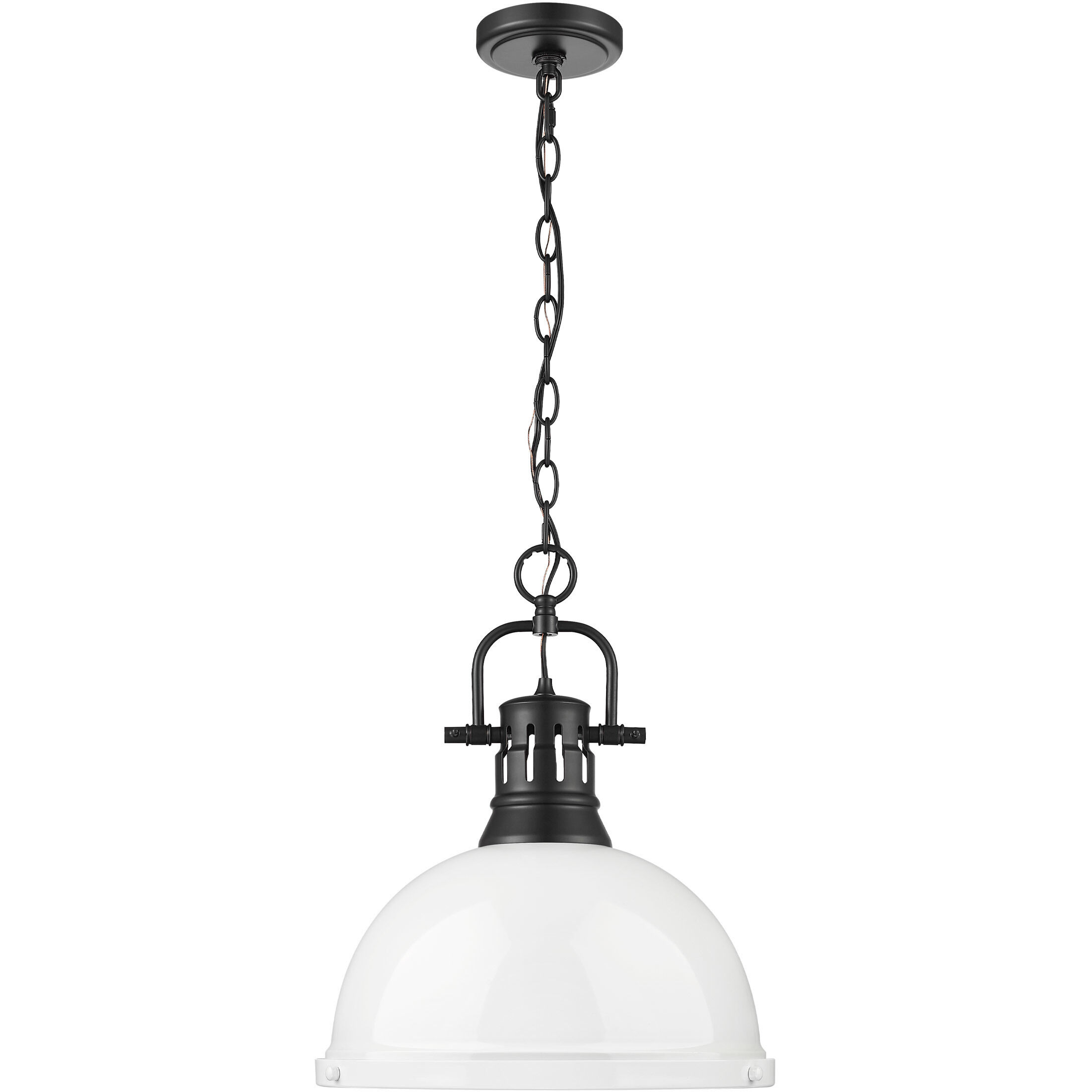 Yep Duncan 1 Light 14 inch Matte Black Pendant Ceiling Light in White, Large