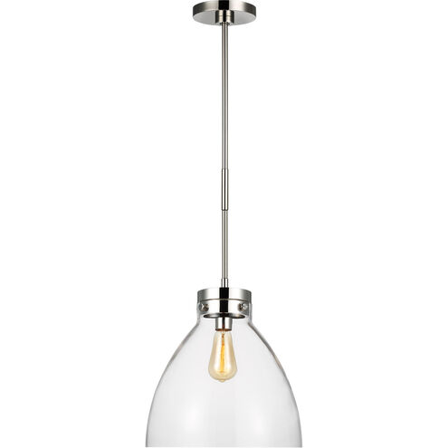 C&M by Chapman & Myers Garrett 1 Light 13.5 inch Polished Nickel Pendant Ceiling Light