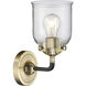 Nouveau Small Bell LED 5 inch Black Antique Brass Sconce Wall Light in Clear Glass, Nouveau