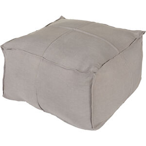 Solid Linen 13 inch Medium Gray Pouf, Rectangle