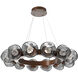Luna LED Burnished Bronze Multi-Pendant Ceiling Light in 2700K LED, Zircon Inner - Smoke Outer