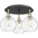 Athens Water Glass 3 Light 19.75 inch Black Antique Brass Flush Mount Ceiling Light