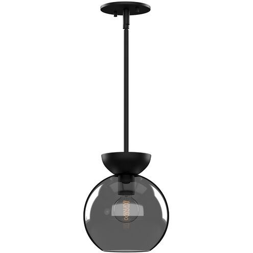 Arcadia 1 Light 7.88 inch Black Pendant Ceiling Light in Smoked Glass