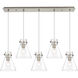 Newton Cone 5 Light 39.75 inch Brushed Satin Nickel Linear Pendant Ceiling Light in Clear Glass