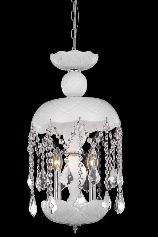 Rococo 3 Light 11 inch White Pendant Ceiling Light