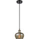 Ballston Fenton 1 Light 7 inch Black Antique Brass Mini Pendant Ceiling Light in Mercury Glass, Ballston