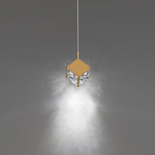 ICE Cube LED 6.63 inch Aged Brass Mini-Pendant Ceiling Light, dweLED