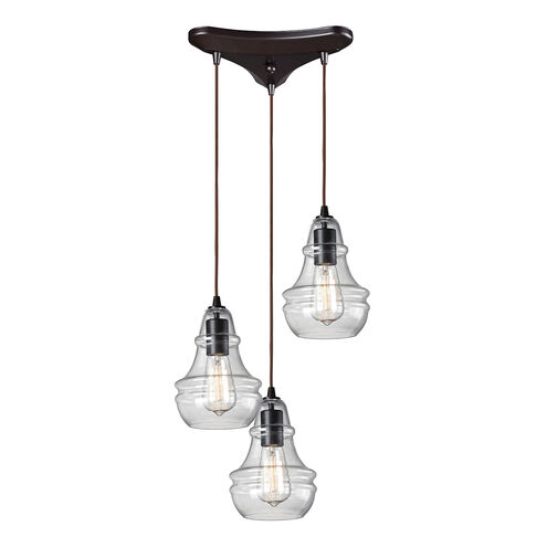 LaPorte 3 Light 10 inch Oil Rubbed Bronze Multi Pendant Ceiling Light