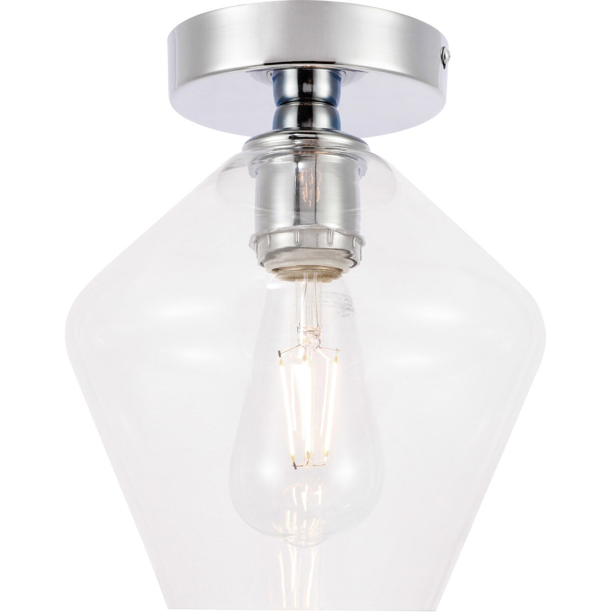 Gene 1 Light 8 inch Chrome Flush Mount Ceiling Light