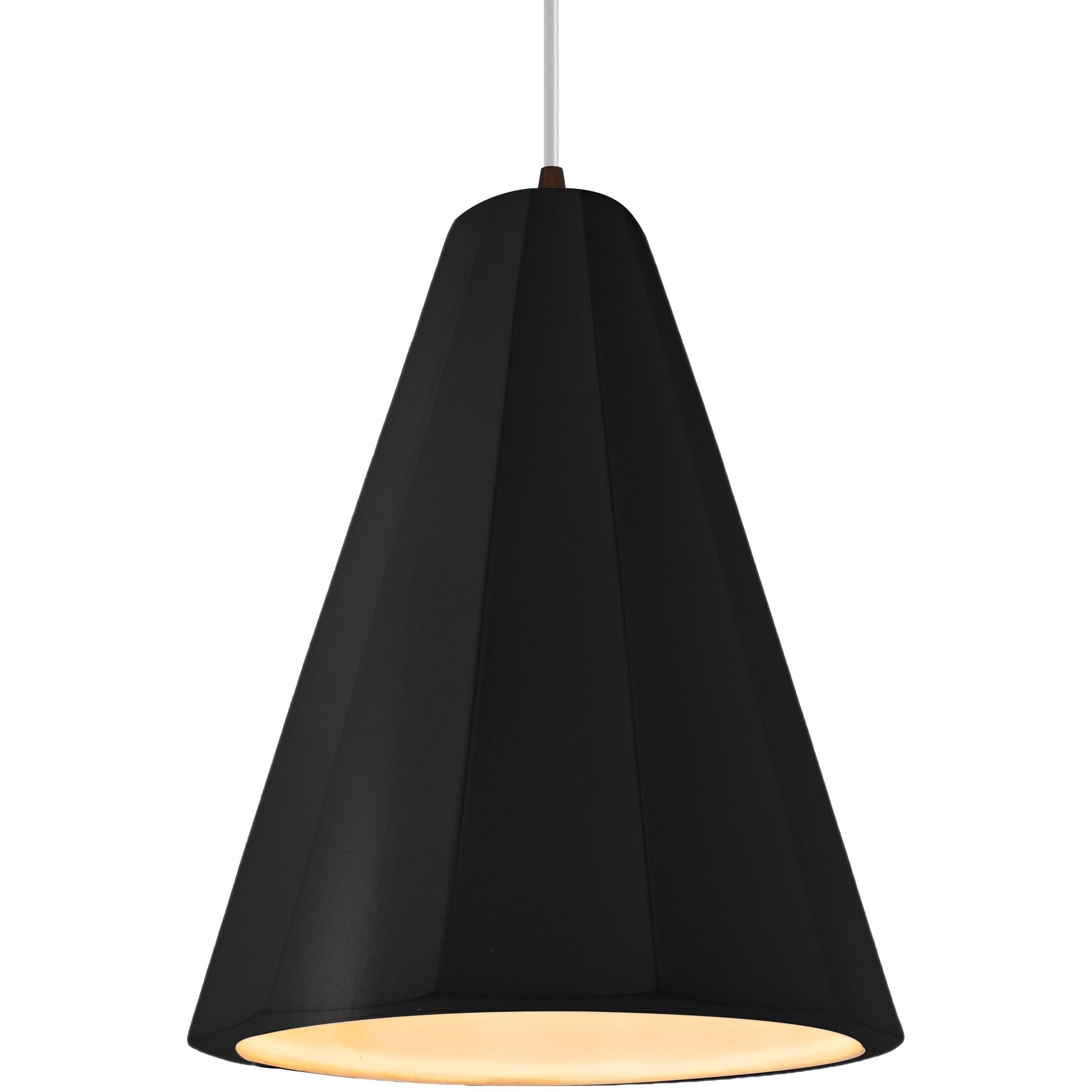 Radiance Collection - Fluted Pendant Ceiling Light in Dark Bronze, White Cord, Replaceable Bulb, Carbon Matte Black, 9W x 13H, Form+Finish+Function