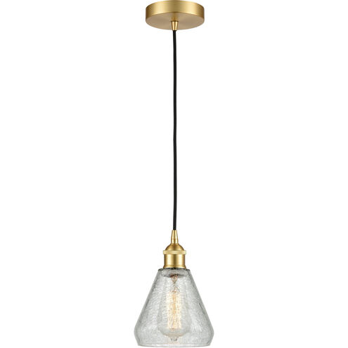Edison Conesus LED 6 inch Satin Gold Mini Pendant Ceiling Light