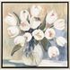 White Tulips White and Green and Blue Canvas