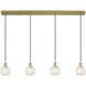 Ballston White Mouchette 4 Light 49.5 inch Satin Gold Linear Pendant Ceiling Light