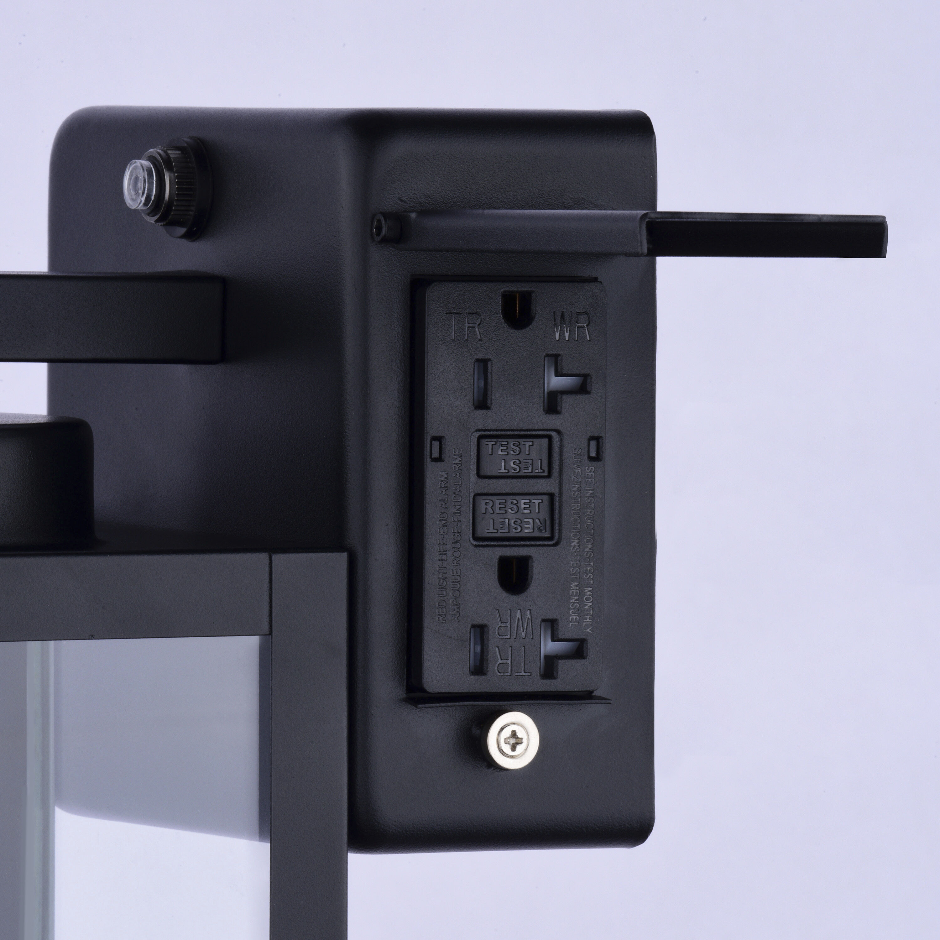 Lombard 1 Light 12.25 inch Textured Black Outdoor Wall Lantern, Integrated GFCI Outlet