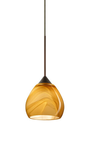 Tay Tay 1 Light Bronze Pendant Ceiling Light in Honey Glass, Halogen