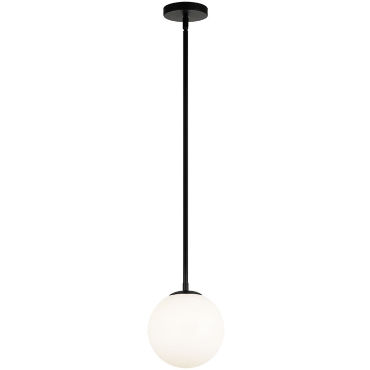 Novo 1 Light 7.88 inch Black Chandelier Ceiling Light in Black and Opal Glass