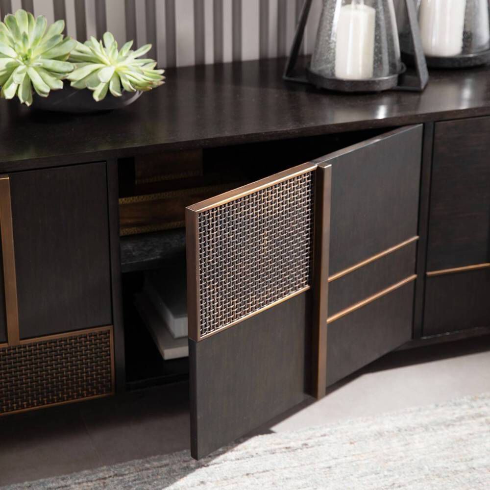 Demi 74 X 20.5 inch Ebony and Antique Brass Credenza