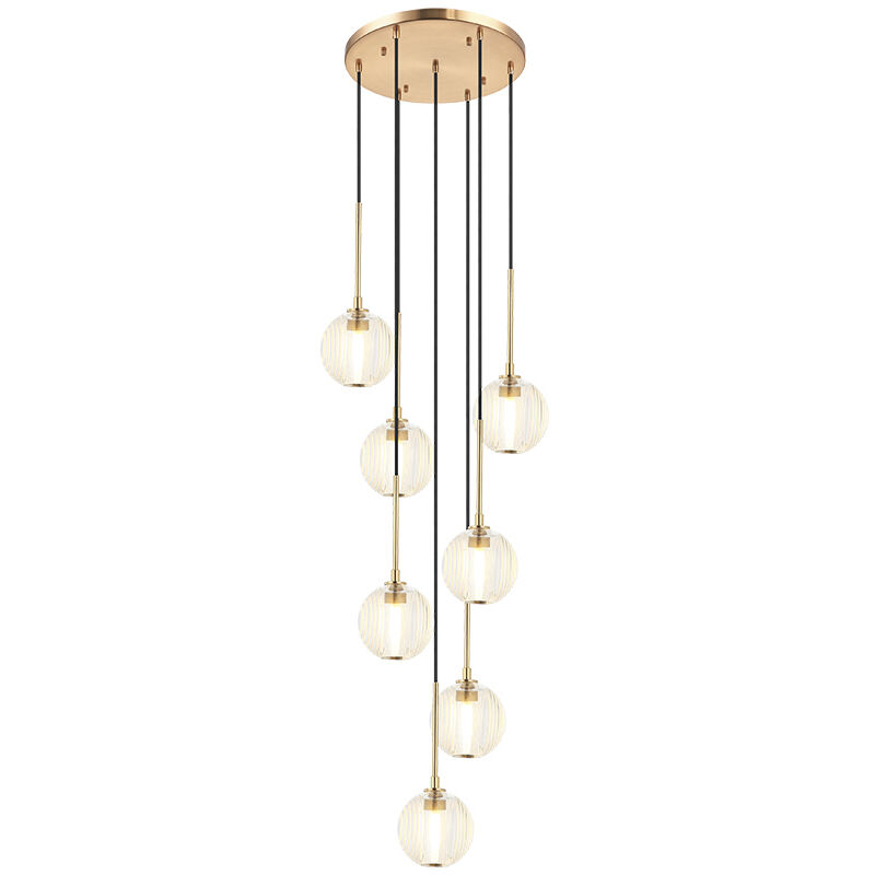 Jemyca 7 Light 19.75 inch Aged Gold Brass Pendant Ceiling Light in Aged Gold Brass and Clear