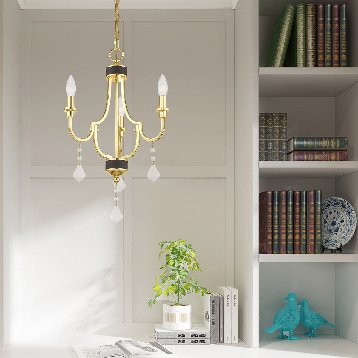 Glendale 3 Light 14 inch Polished Brass Mini Chandelier Ceiling Light