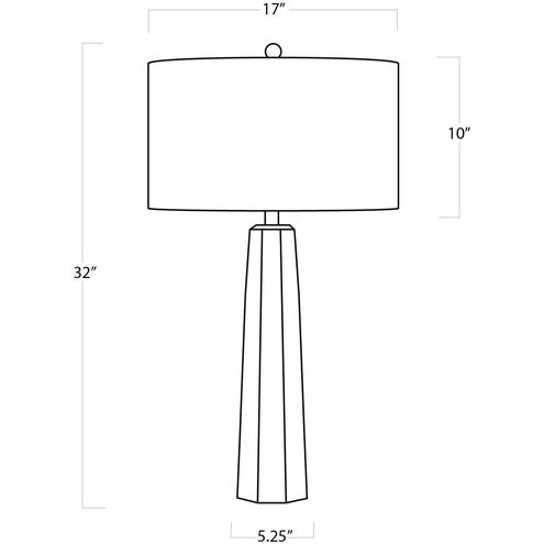 Tapered Hex 32 inch 100.00 watt Clear Table Lamp Portable Light