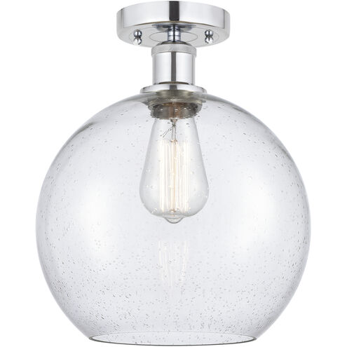 Edison Athens 1 Light 10 inch Brushed Satin Nickel Semi-Flush Mount Ceiling Light in Matte White Glass