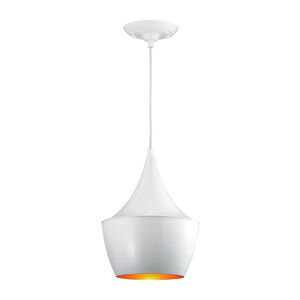 Canisteo 1 Light 10 inch Gloss White with Silver Mini Pendant Ceiling Light