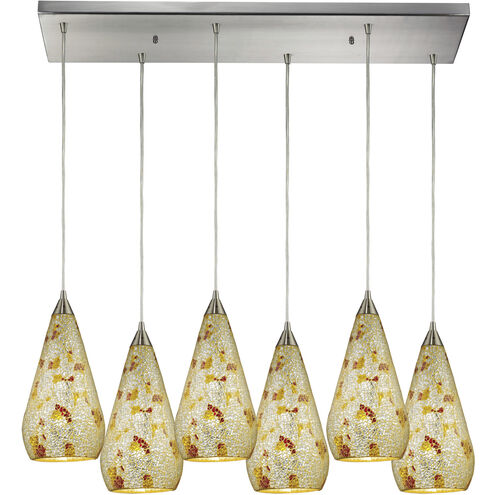 Curvalo 6 Light 9 inch Satin Nickel Mini Pendant Ceiling Light, Rectangular