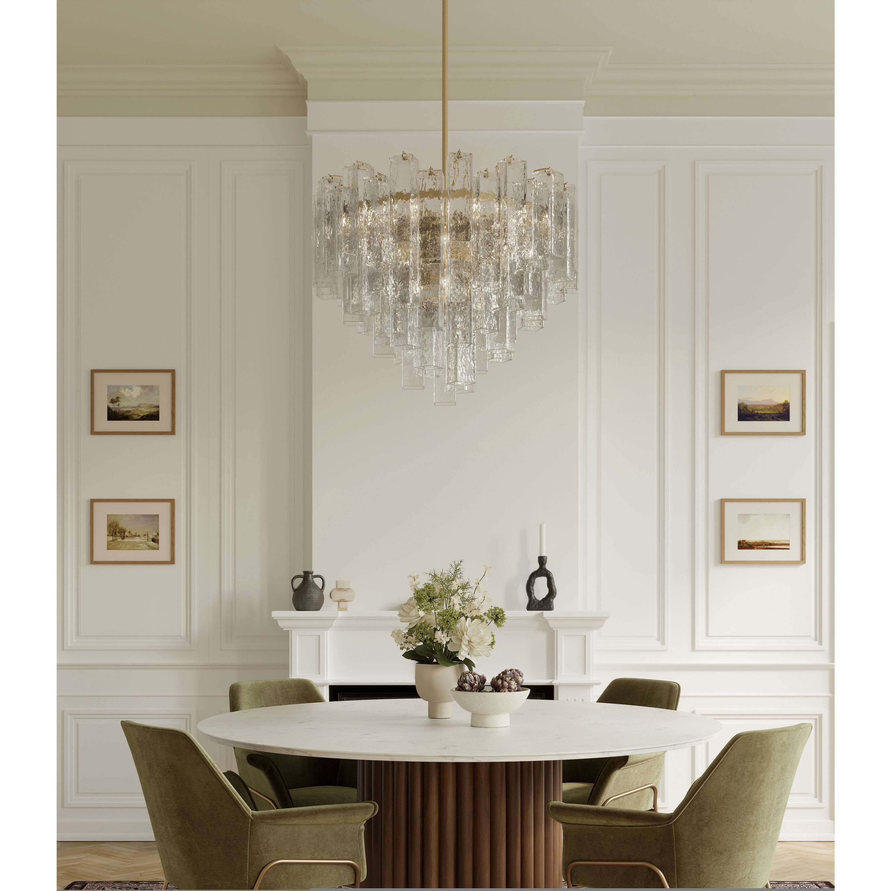 Torvento 15 Light 32.75 inch Legacy Brass Pendant Ceiling Light in Clear Handmade Glass